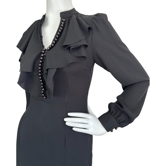 Twenty8Twelve Holly Dress Ruffle Beads V-Neck Long Sleeve Black Size X-Small 2 - Picture 8 of 12